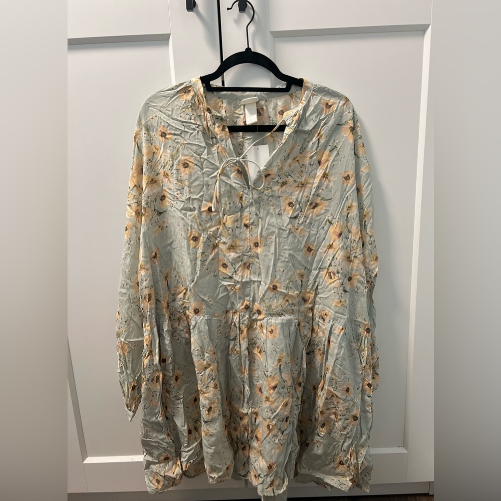 Short dress, sunflower print, Mint green dress, floral dress, pastel
